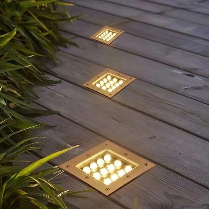 Square LED Spotlight - 12V Waterproof Inground Landscape Lighting Outdoor Recessed Buried Lights