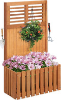 Giantex Raised Garden Bed with Trellis 41” Wooden Potted Plant Box w/Privacy Screen Trellis for Plant Flower Climbing Pot Hanging Indoor &amp Outdoor Planter Box for Yard Garden Balcony