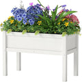 Small HDPE Raised Garden Bed Elevated Planter Box with Legs Outdoor All-Weather Planter Raised Beds for Seeds Herbs Flowers Vegetables (White)