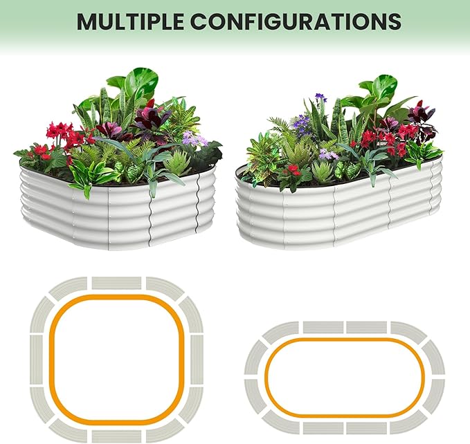 Raised Garden Bed Set of 2 6x3x1ft Galvanized Raised Garden Bed Outdoor Large Planter Raised Beds Open Base with Safety Edge and Glove for Vegetables Flowers Ground PlanterWhite