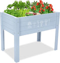 Kids Raised Garden Bed with DIY Chalkboard 30 x 24 x 18 Inch Wooden Elevated Raised Garden Bed for Kids Outdoor Planter Box with Legs for Vegetables Grass Lawn Yard Light Blue