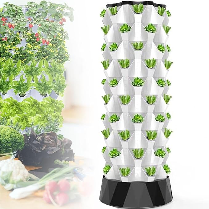 Hydroponics Tower Set Hydroponic Growing System Hydroponic Growing Kit for Indoor &amp Outdoor with Hydrating Pump Timer Adapter10Layers