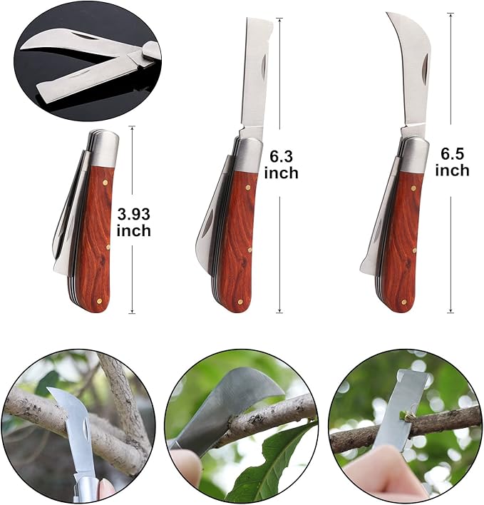 Upgrage Garden Grafting Tools 2 in 1 Garden Pruning Tools Including Grafting Knife Pruning Shears Replacement Blades Grafting Tapes and Labels for Plant Branch Fruit Tree Cutting Pruner Tool Kits