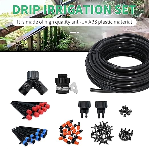 Drip Irrigation Kit 30M/100FT Garden Watering System Automatic Irrigation Kit Water Volume Adjustable Sprinkler System