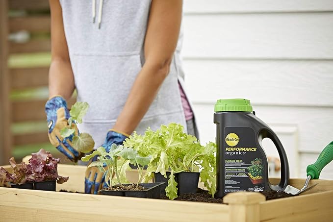Miracle-Gro Performance Organics Raised Bed Plant Nutrition Granules - Plant Food with Natural &amp Organic Ingredients for Vegetables Fruits Herbs and Flowers in Raised Beds 2.5 lbs. (Pack of 2)