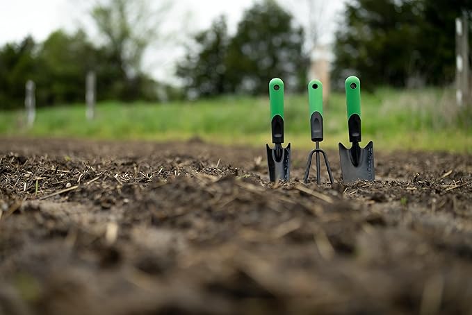 Hooyman Garden Tool Set Including Cultivator Transplanter and Trowel with Heavy Duty Steel Construction No-Slip H-Grip Handles and Blade Measurement Markings for Gardening Weeding and Outdoors