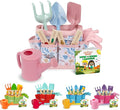 Floral Garden Kit Tools - Includes Sturdy Tote Bag Watering Can Gloves Shovels Rake and Delightful Children's Book - Kids Garden Tool Set -Easter Gifts for Toddler Age on up