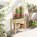 Raised Garden Planter Outdoor Garden Raised Bed Vegetable Flower Planter Raised Stand for Garden Grow Your Own Herb GardenRaised Garden Bed Outdoor Planter Box &amp Plant Stand with Climbing Rack