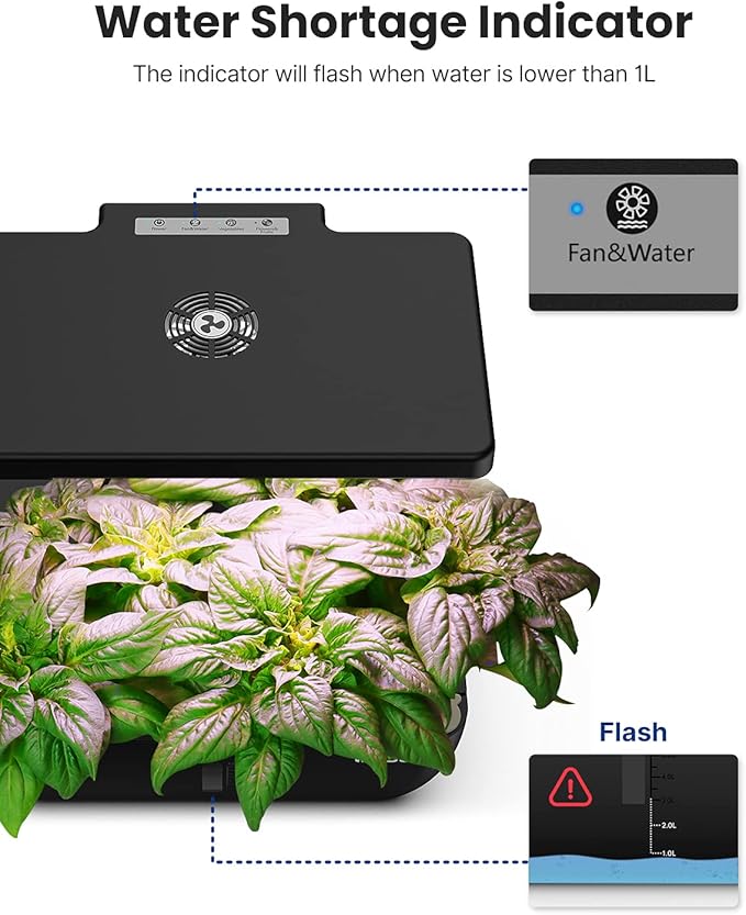 iDOO Hydroponics Growing System Kit 12Pods WiFi Christmas Gifts for Women Mom Indoor Herb Garden with LED Grow Light for Home Built-in Fan AutoTimer 6.5L Large Tank Plant Germination Kit Black