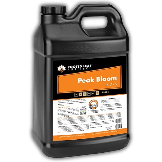 Peak Bloom - Carbon Based Liquid Flower Booster Fertilizer with Phosphorus and Potassium. Nutrition to Help Budding Plants Thrive Nutrients for Flowering Plant - 2.5 Gallon