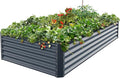 Galvanized Raised Garden Bed Box Planter for Outdoor Plants 17 Extra Tall Raised Garden Beds Outdoor Garden Boxes Outdoor Raised Metal Raised Garden Beds for Vegetables 96X48X17 Midnight Grey