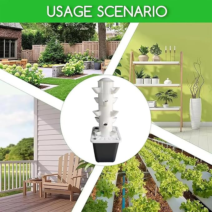 5-Layer 15 Pods Hydroponics Growing System Vertical Hydroponic Tower Outdoor Indoor Smart Garden Kit with Water Pump and Timer for Vegetables Herbs and Fruits