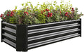 Metal Raised Garden Bed 4x2x1 ft Rectangle Planter Box Rust-Resistant Galvanized Steel with Open Base Design Quick Assembly for Vegetables Flowers and Plants (Black)