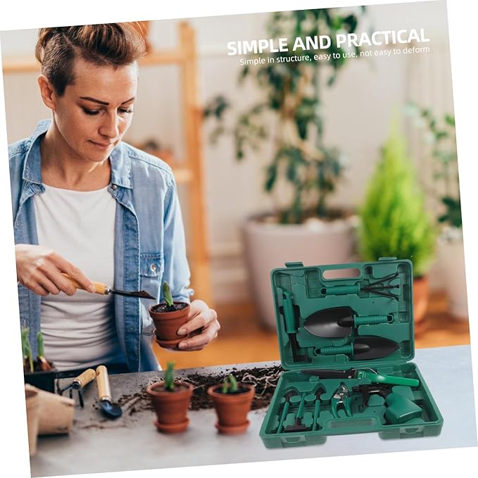 KESYOO 10-Piece Gardening Tool Set with Storage Case Compact Garden Tools for Planting and Pruning Includes Rakes and Shears for Effortless Garden Work