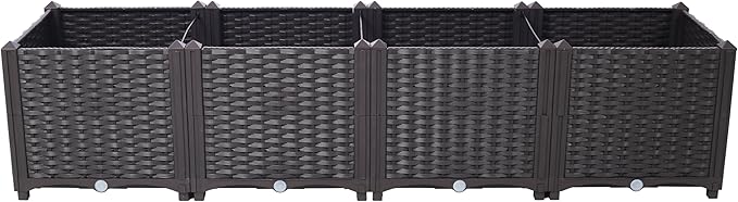 Deep Raised Garden Bed Plastic Planter Boxes for Vegetables Flowers Herbs and SucculentsSelf-Watering Planter Box Raised Bed to Grow Flowers Herbs &amp Vegetables 63 L X 15.7 D X 14.7 H