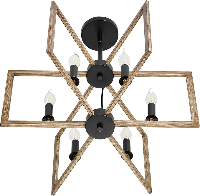 VEVOR 6-Light Chandelier Metal Farmhouse Chandelier Adjustable Height Dining Room Hanging Light Fixture for Ceilings Modern Chandelier for Bedroom Foyer Hall Kitchen Living Room and Entryway