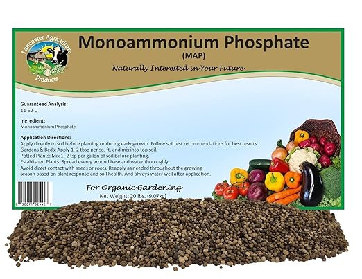 Monoammonium Phosphate Fertilizer (MAP) 20 pounds High Phosphorus &amp Nitrogen for Gardens Crops &amp Pastures – Root Growth Bloom Booster &amp Healthy Plant Nutrition – Lancaster Agriculture Pr