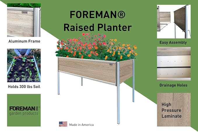 Foreman Raised Garden Bed on Legs – Weather-Resistant Raised Garden Bed (48 x 24 x 30) with Drainage Ideal Raised Garden Bed for Vegetables &amp Flowers – 300 lb Capacity Callisto Wood Grain