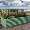 CABIHOME 1-Pc Outdoor Metal Raised Garden Bed 350 Gallon Deep Root Planter Box for Vegetables Herbs Flowers Succulents Green 8×4×2Ft