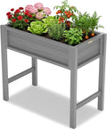 YEFU Raised Garden Bed with Legs: 34x18x30in Grey HIPS Elevated Outdoor Planter Box for Vegetables Herbs Flowers - Patio/Balcony/Backyard Gardening - Effortless Design for Easy Growing