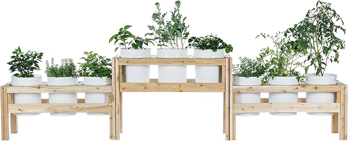 Greenes Fence Two-Tiers Nine Bucket Elevated Cedar Wood Garden Frame 125 in. x 16 in. x 30 in. - Made in USA with North American Cedar