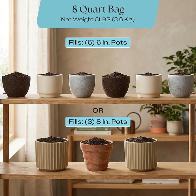 Rosy Soil Indoor Potting Soil for House Plants - Organic Potting Soil Mix for Indoor Plants - Enriched w/Root-Boosting Biochar for Foliage Plants Flowers Herbs - Peat Free Less Prone to Gnats - 8qt