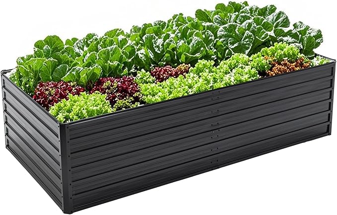 Metal Raised Garden Bed Outdoor Galvanized Raised Large Planter Raised Beds Kit Planting Fruit Flower (8x4x2FT)