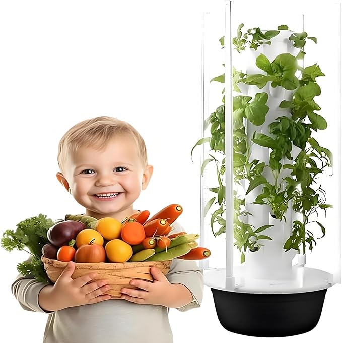 Hydroponic Growing System with LED Grow Lights Vertical Garden Tower for Indoor Herbs Fruits Vegetables