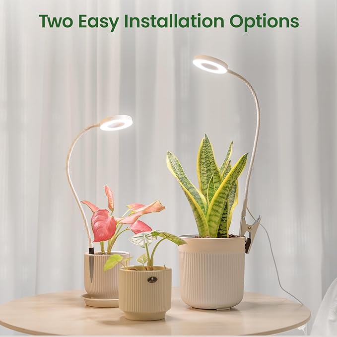 LORDEM Indoor Plant Grow Lights with 6/8/12/16H Auto Timer 3 Spectrum Modes Full Spectrum LED Adjustable Height for Small Plants 3 Pack White