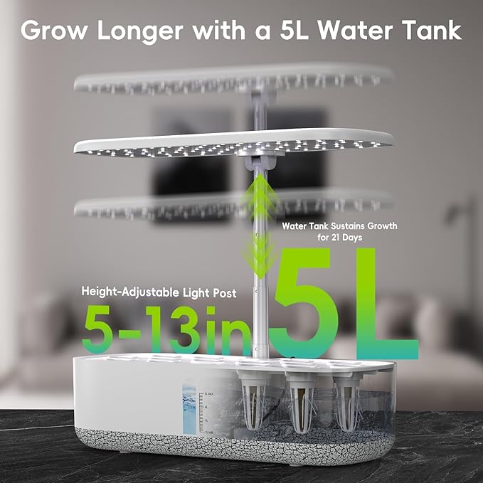 Large Hydroponics Growing System 14 Pods Indoor Herb Garden with LED Grow Light 5L Water Tank Hydroponic Grow Kit with 3 Auto-Timers Rotatable Light Panel and Child Lock for Home School Gardening