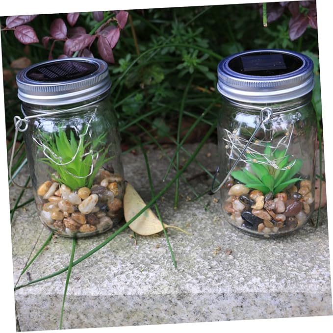 Happyyami Solar Lights Decorative Outdoor Hanging Plant Bottle Lamp Wide Mouth Jar Energy Efficient Led Lights