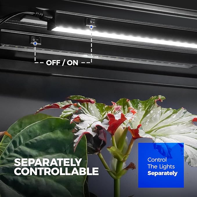 Barrina T5 Grow Lights 2FT 80W(8 x 10W) Black Cover LED Plant Growing Lamp for Indoor Plants Full Spectrum Grow Light Strip with Switch Magnetic Installation Plug and Play 5000K White 8 Packs
