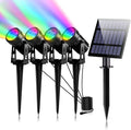 T-SUNUS 3W Solar Spotlights IP65 Waterproof Outdoor Solar Lights Landscape Lighting Wall Light Auto On/Off with 4 RGB Spot Lamp for TreePatio Yard Garden