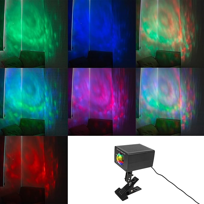 LED Water Pattern Light Remote Landscape Automatic Lawn Lamp RGB 9W Graden Lights with Clip Dynamic Decorative Lamp with Plug Flame Ocean Landscape Gaming Room Atmosphere Light 2 Lights