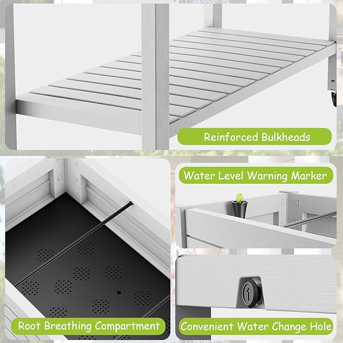 2.8' Height Elevated Raised Garden Bed Outdoor with Wheels Easy Assembly Resin Planter Box for Vegetables/Herb/Fruits Best Choice for Backyard Patio Balcony (Ashen) 4pc