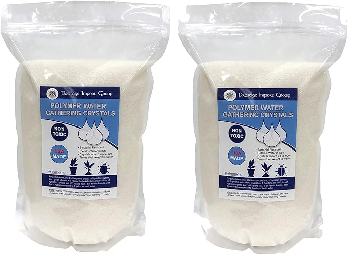 Prestige Import Group Water Gathering Polymer Crystals - Superabsorbent Cross-Linked Polyacrylamide Helps Store Water &amp Nutrients - 10 lbs