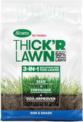 Scotts Turf Builder Thick'R Lawn Sun and Shade Combination Seed Fertilizer and Soil Improver Thickens Thin Grass 12 lbs.
