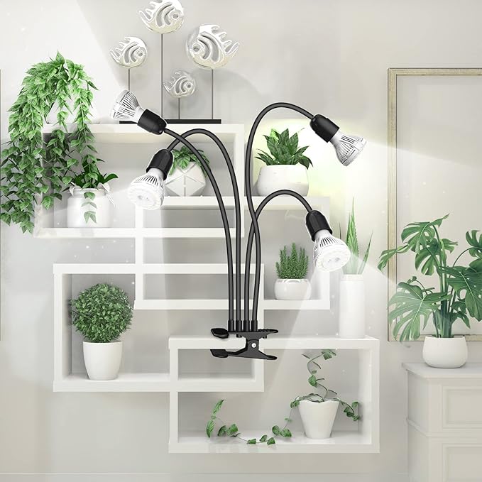 SANSI LED Grow Lights for Indoor Plants 600W Full Spectrum Gooseneck Clamp Grow Lamp 40W Power Plant Light with High PPFD for Seeding Lifetime Free Bulb Replacement Plant Lights for Indoor
