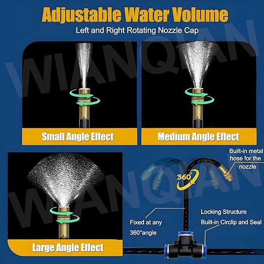 Automatic Garden Watering Kit Drip Irrigation Equipment Nozzle Drip Irrigation Garden Watering 360° Adjustable Misting Nozzle Easy Installation Smart Timer 1Sec - 300 Min 30m