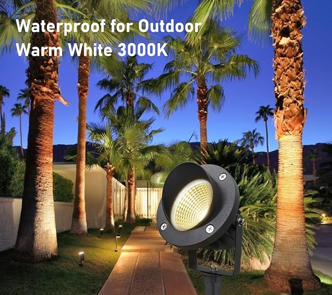 TOVEENEN LED Outdoor Spotlight Flag Light 120V 20W White Waterproof Landscape Spotlights Plug-in Christmas Spot Lights for Yard House Tree Decoration Lighting 3000K Warm White 120V 20W