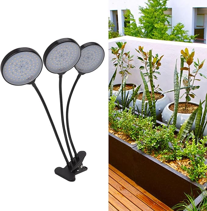 LED Plant Grow Lamp with 3 Adjustable Heads 45W USB Powered Clip On Light - Flexible 360 Degree Bend Waterproof Design Ideal for Indoor Growing Light Grow Plants