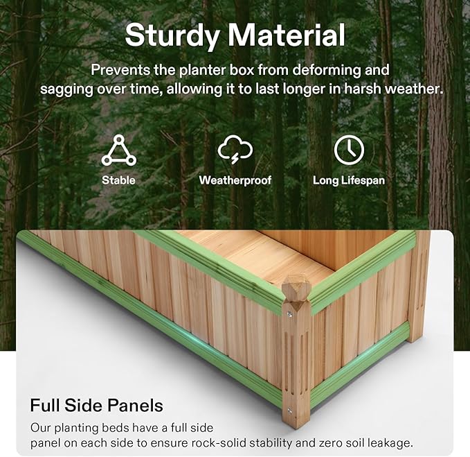 VIVOSUN 3.6 x 1.3Ft Wooden Raised Garden Bed 43.5 x 16 x 14 Inches Outdoor Wood Planter Box with Screwdriver and a Liner for Garden Patio Balcony Backyard and Outdoors 2Pcs