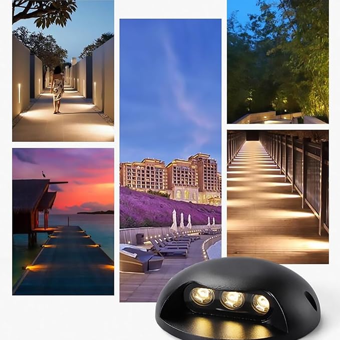 LED Landscape Lights - Outdoor Buried Lights Warm White AC 220V Ground Spotlight IP67 Waterproof Walkway Light Stair Step Light No Need to Drill Holes Wall Light Easy Installation