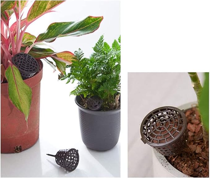 100PCS Potting Fertilizer Tools Plastic Planting Fertilizer Net Basket Garden Nutrient Cup Net Pot Portable Fertilizer Net Basket with Lid for All Kinds of Potted Plants and Vegetable Gardens(Small)
