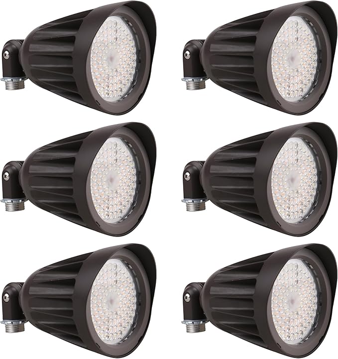 25 Watt LED Spot Light - 3500 Lumens - Color Selectable 30K/40K/50K - 42°Beam - Knuckle Conduit Mount - LED Landscape Flood Light - 80W MH Equivalent UL and DLC Certified (6-Pack)