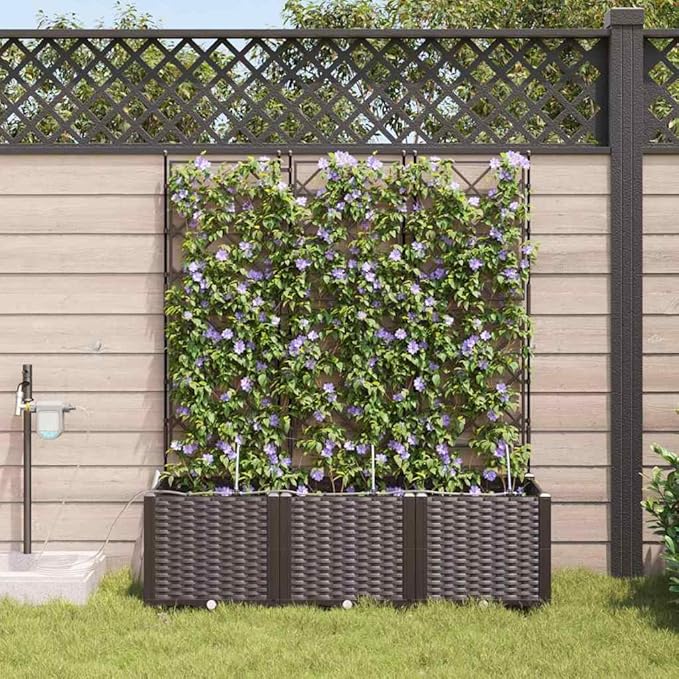 Garden Brown 47.2 x 15.7 x 55.9 Steel Raised Garden Bed UV Resistant Planter Box for Outdoor Plants Integrated Irrigation System