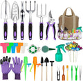 Garden Tools Set 83 Piece Succulent Tools Set Included Heavy Duty Aluminum Gardening Tools for Gardening Non-Slip Ergonomic Handle Durable Storage Tote Bag Gifts for Men Women