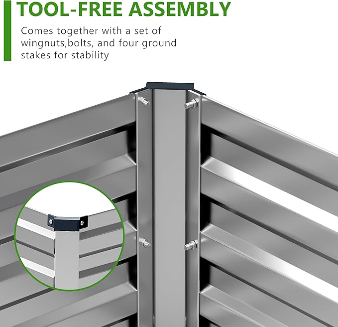 2PCS 12x3x1ft Galvanized Raised Garden Bed KitMetal Planter Box for VegetablesFlowersHerbs Durable Rust-Resistant Patio Gardening BedsSilver