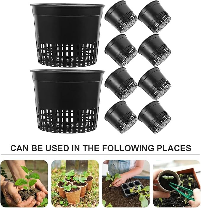 Net Pots for Hydroponics 8PCS Heavy Duty Net Pots - Wide Lip Slotted Mesh (Orchids/Aquaponics/Hydroponics)