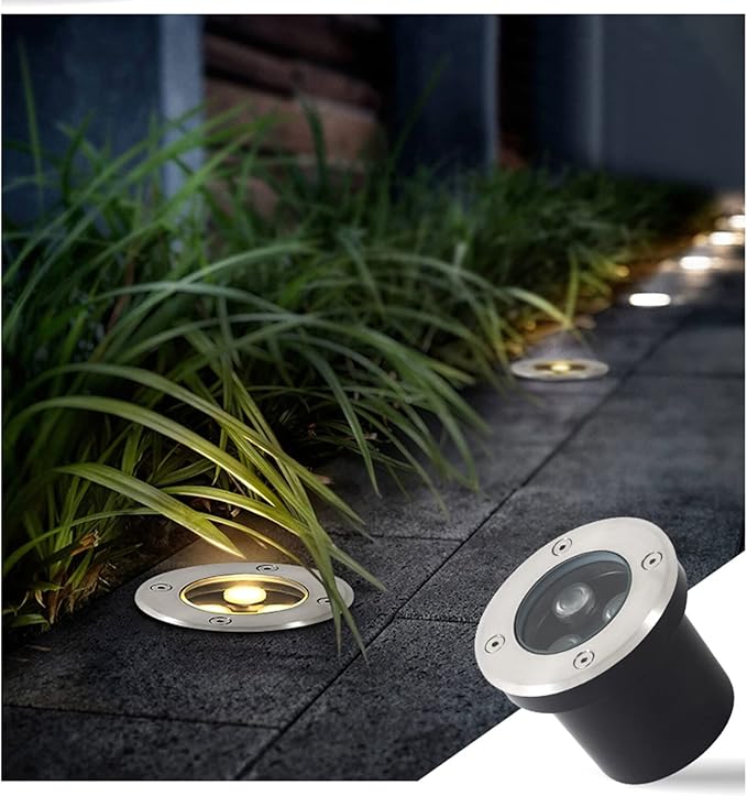 Low Voltage Well Light Outdoor Recessed Ground Lights IP66 Waterproof AC12/24V Embedded Round Spotlight for Pathway Patio Yard Landscape Light